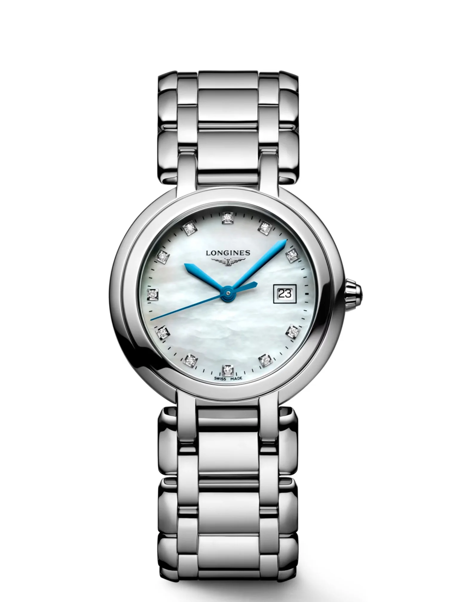 Reloj Longines PrimaLuna 30mm para mujer, Ref. L8.122.4.87.6, lujo elegante inspirado en la luna.