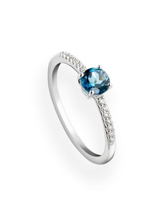 anillo topacio london blue y diamantes