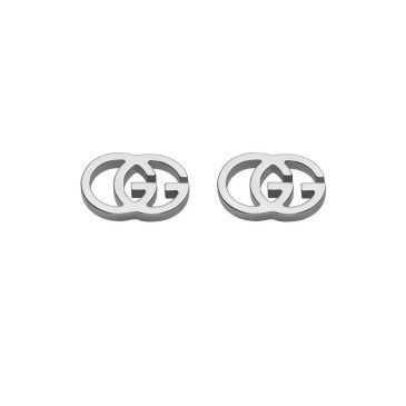 Gucci GG Running Stud Earrings White Gold