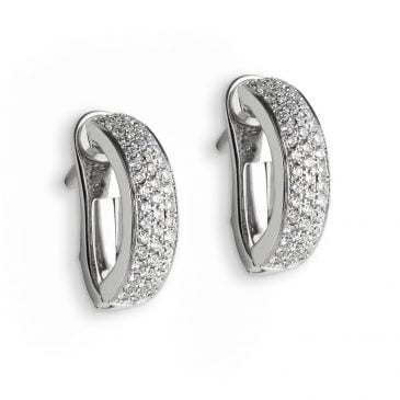 White Gold and Diamonds Hoop Earrings