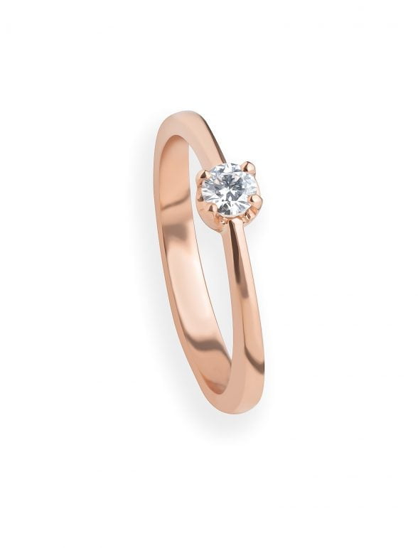 anillo solitario oro rosa y diamante