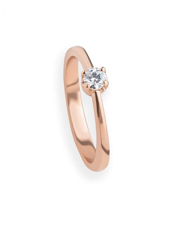 anillo solitario oro rosa y diamante