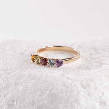 Anillo Joyería MARCOS en oro rosa con topacios de 5 colores, Ref. JBW0044.