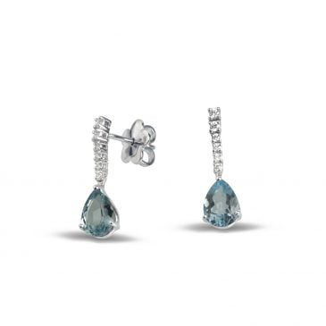 Marcos Jewelry Earrings with twelve diamonds and Sky Topaz