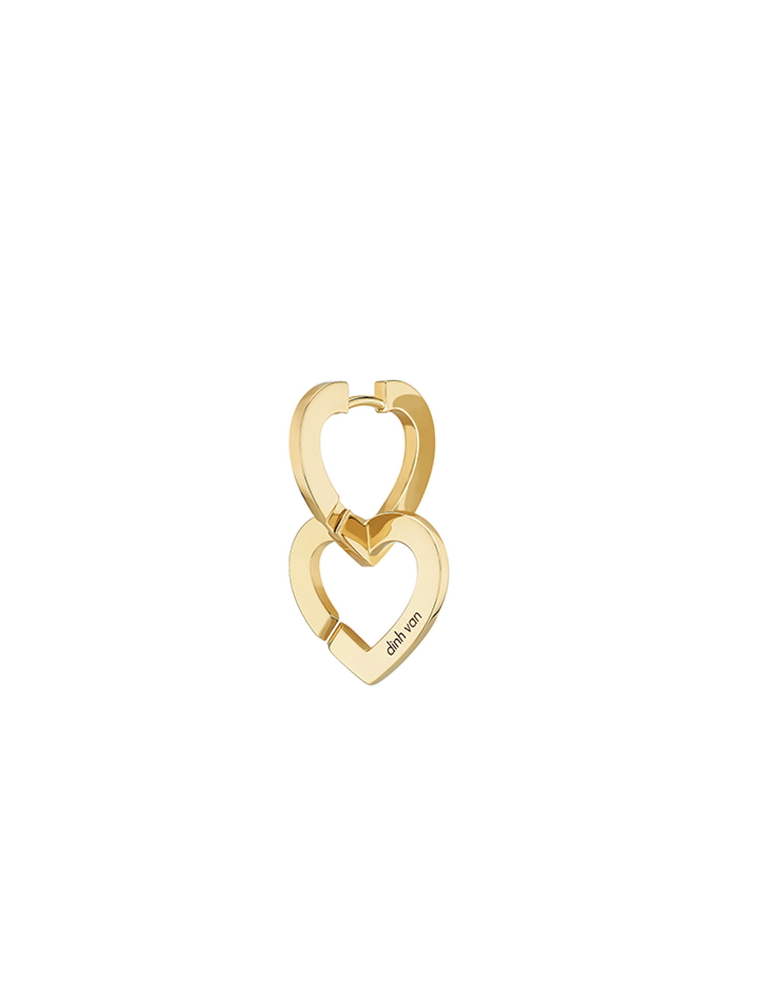 Pendiente individual dinh van Double Coeurs en oro amarillo 18 CT, REF 845411U, inspiración en la unión del amor.