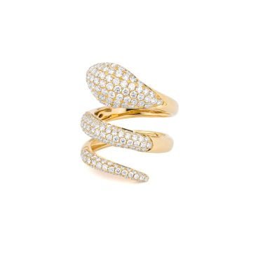 Anillo Serpiente en Oro Amarillo 18k con diamantes, marca Joyería Marcos, lujo y elegancia en joyería exclusiva.