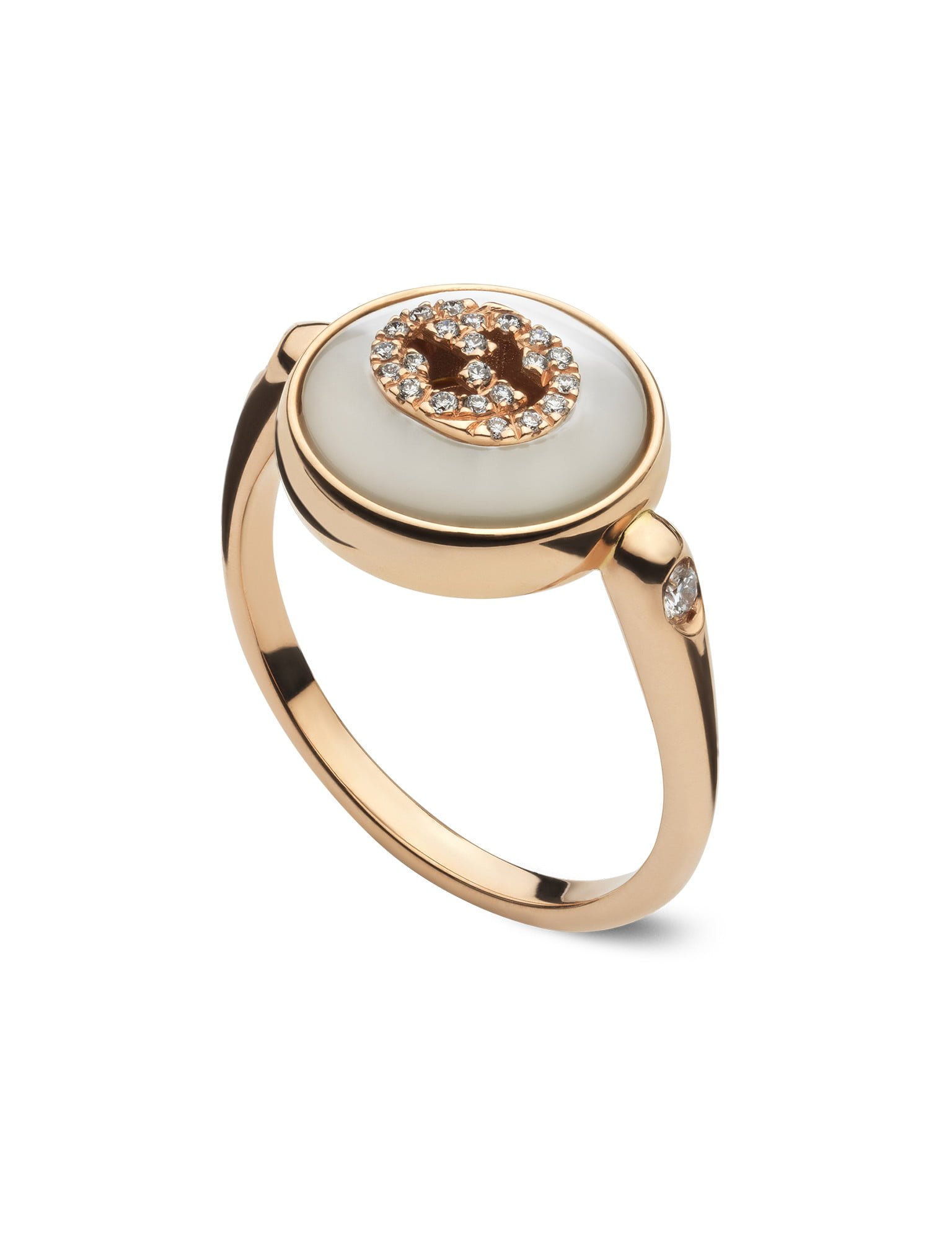 Anillo Gucci Interlocking oro rosa 18K con diamantes, REF YBC786764001, envío rápido, lujo y elegancia en joyería.