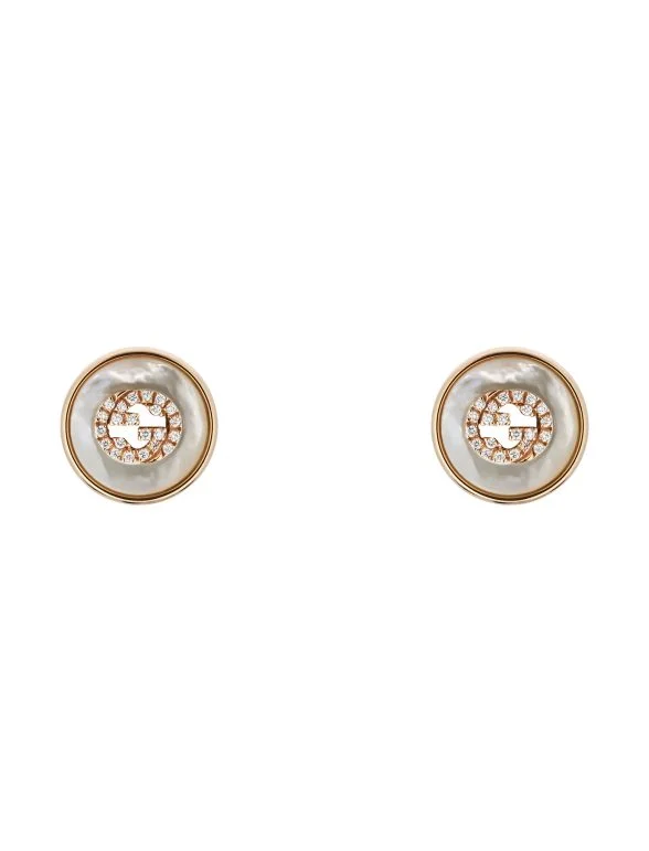 pendientes gucci interlocking oro rosa 18 k con diamantes