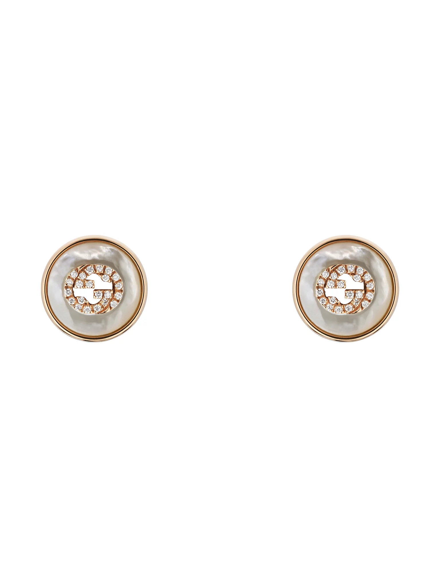 pendientes gucci interlocking oro rosa 18 k con diamantes