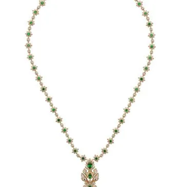 collar gucci flora oro amarillo con diamantes y tsavoritas