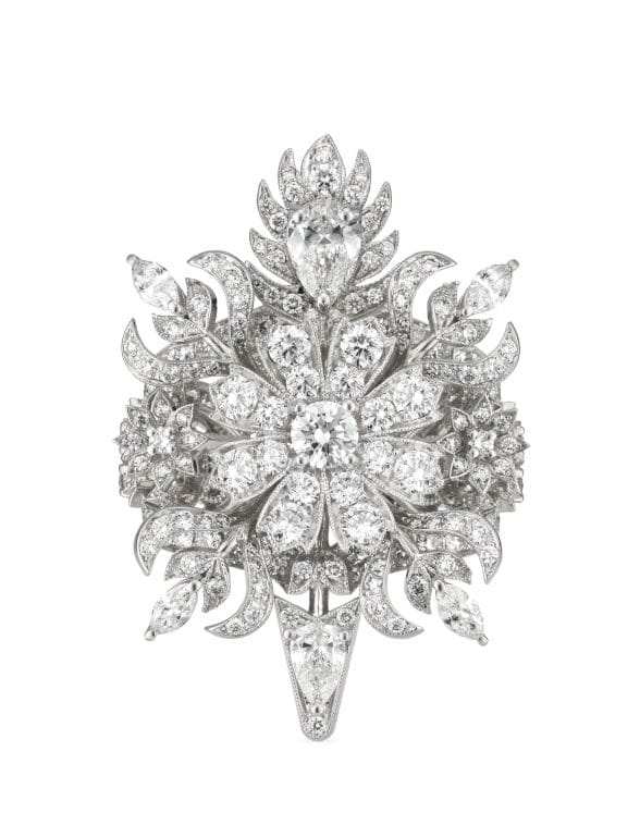 anillo gucci flora oro blanco con diamantes