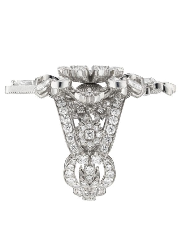 anillo gucci flora oro blanco con diamantes