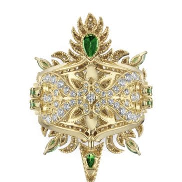 Anillo Gucci Flora en oro amarillo con diamantes y tsavoritas, Ref. YBC679134002, joya de lujo y elegancia.