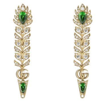 Pendientes Gucci Flora oro amarillo con diamantes y tsavoritas