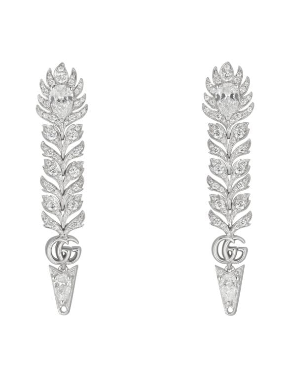pendientes gucci flora oro blanco con diamantes
