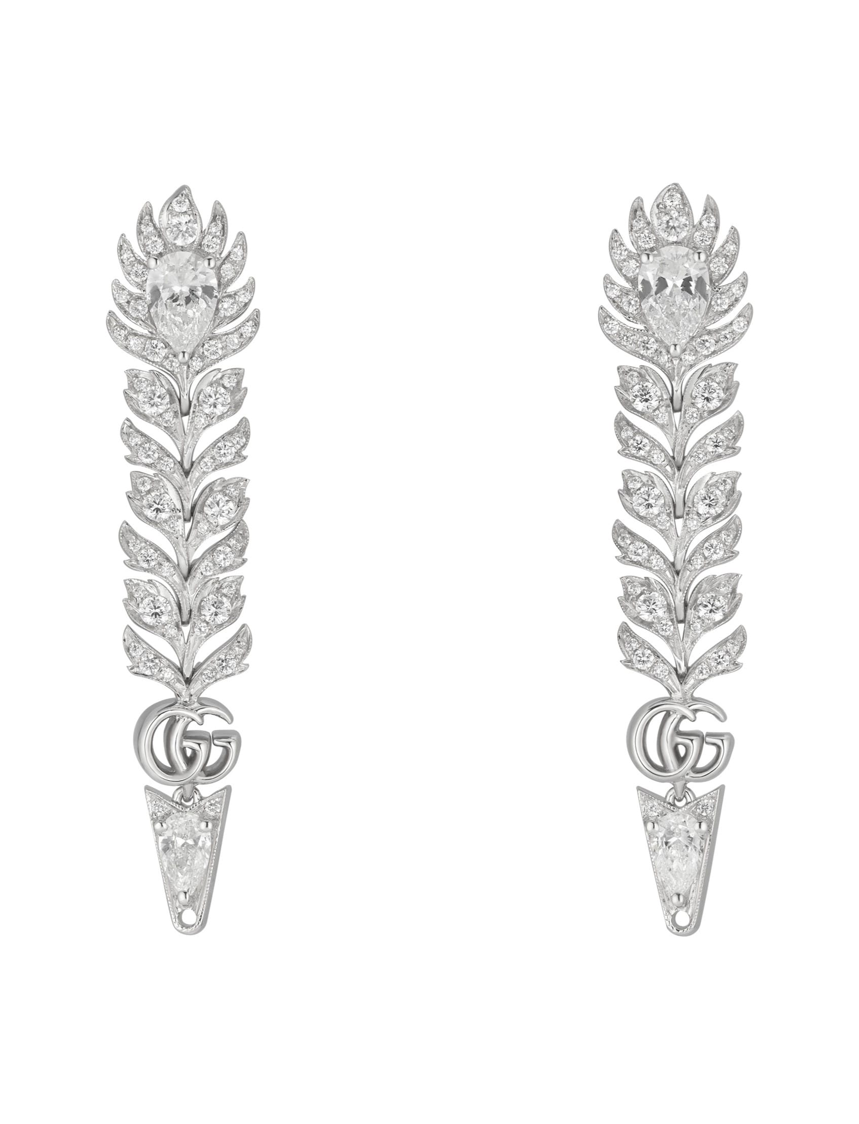 pendientes gucci flora oro blanco con diamantes