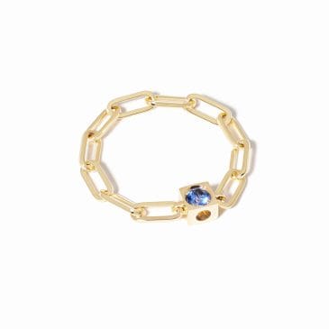 Anillo Le Cube dinh van en oro amarillo 18k con zafiro azul, REF 208111, envío rápido en 24h. Icono de elegancia.