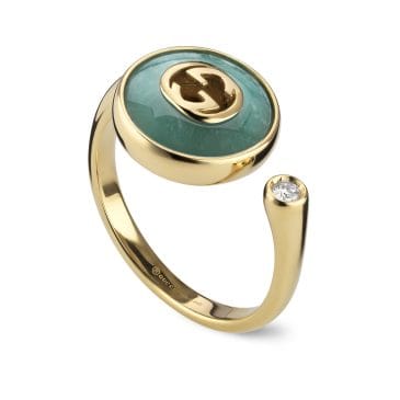 Anillo Gucci Interlocking Oro Amarillo 18 K con Diamante