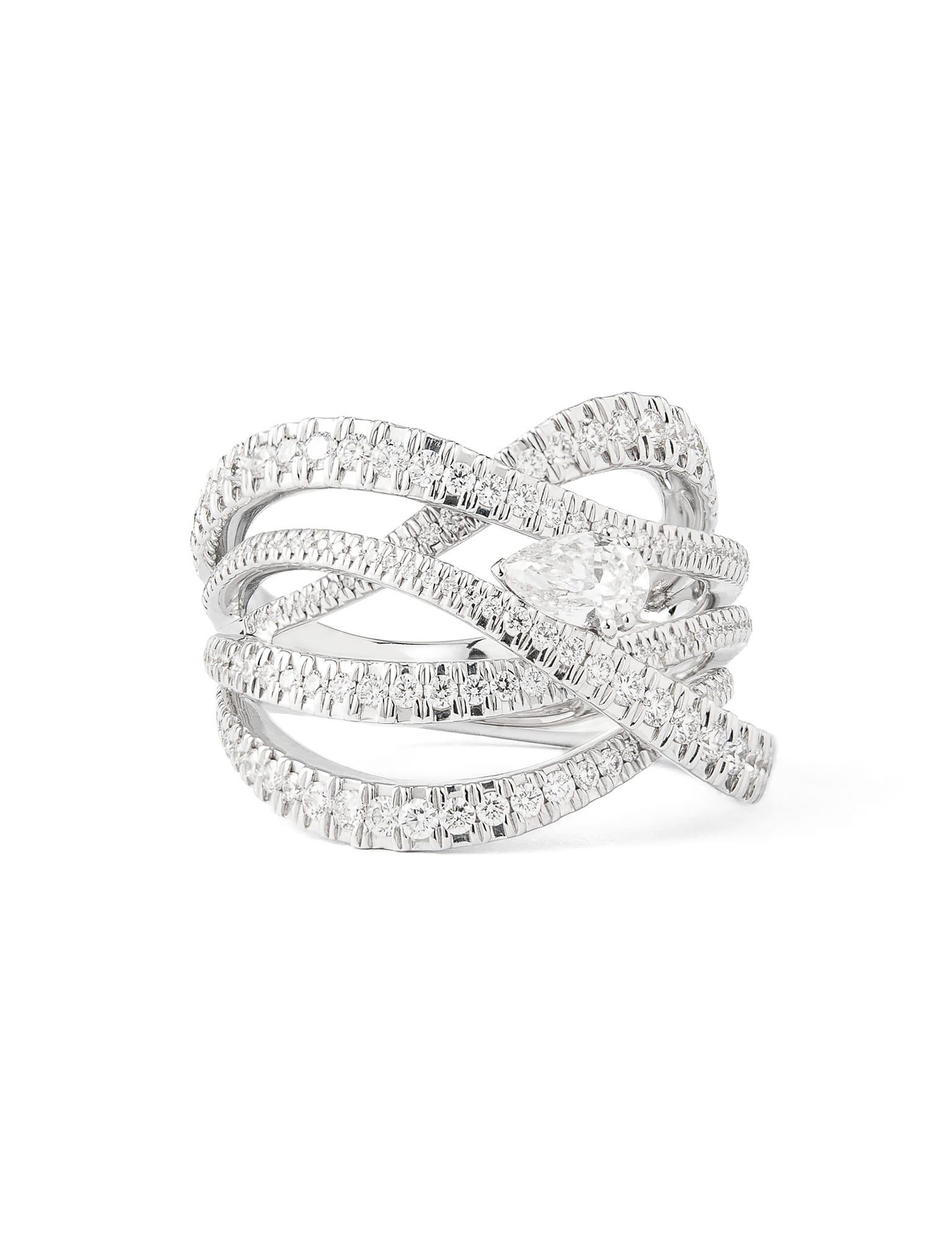 anillo oro blanco entrelazado con diamantes