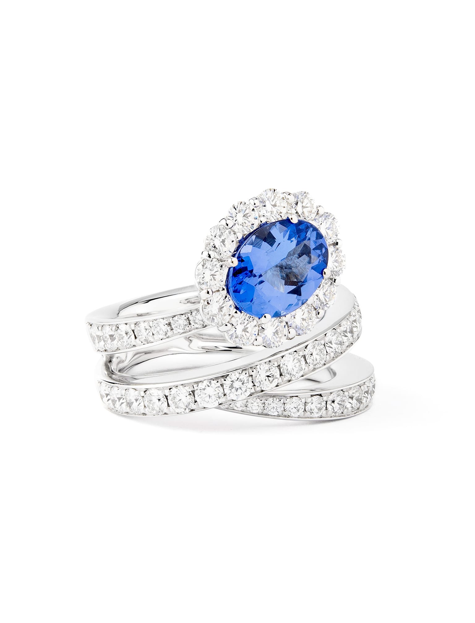 Anillo Tanzanita y Diamantes
