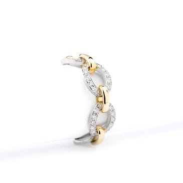 anillo oro amarillo y oro blanco con diamantes