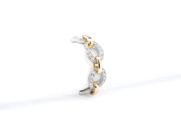anillo oro amarillo y oro blanco con diamantes