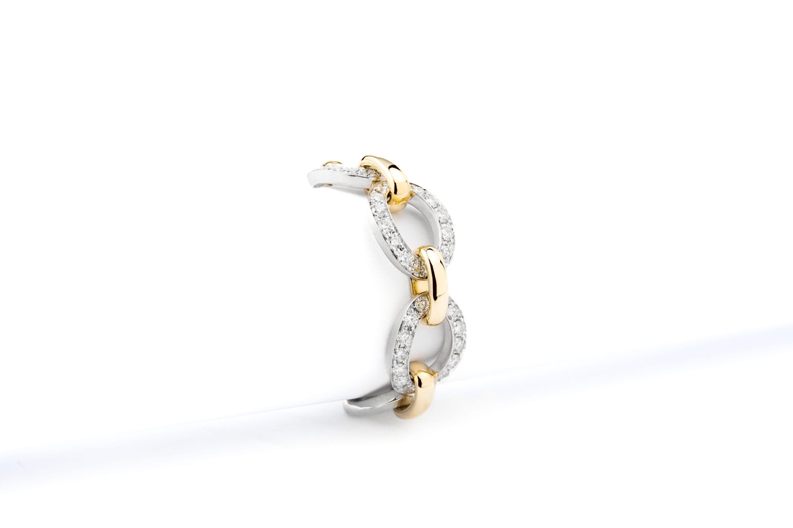 anillo oro amarillo y oro blanco con diamantes