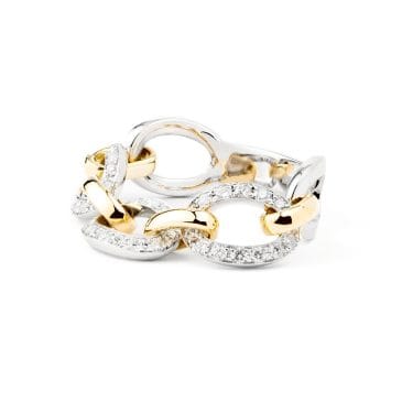 Anillo Oro Amarillo y Oro Blanco con diamantes