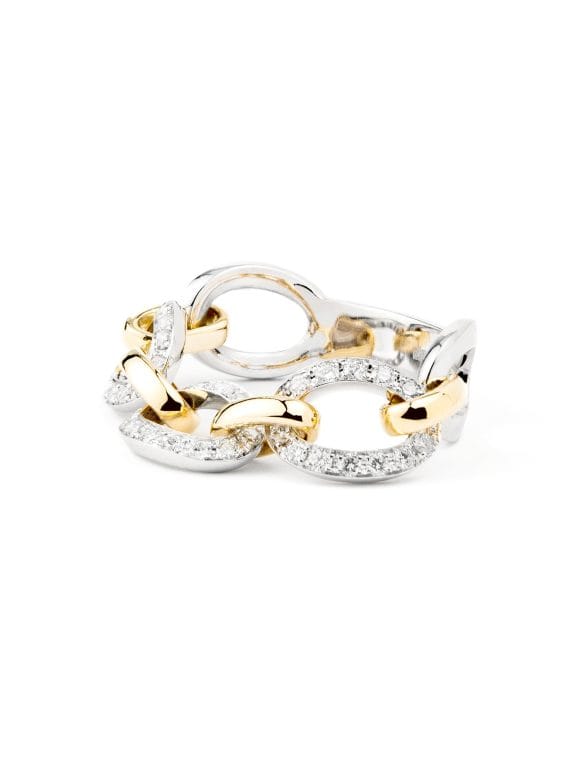 anillo oro amarillo y oro blanco con diamantes