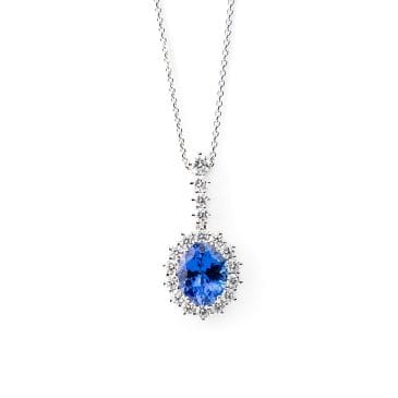 Colgante oro blanco con Tanzanita y Diamantes