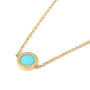 Collar Oro Amarillo con Diamantes y Turquesas