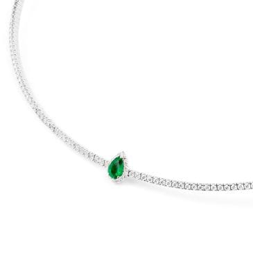 Collar Oro Blanco con Esmeraldas y Diamantes