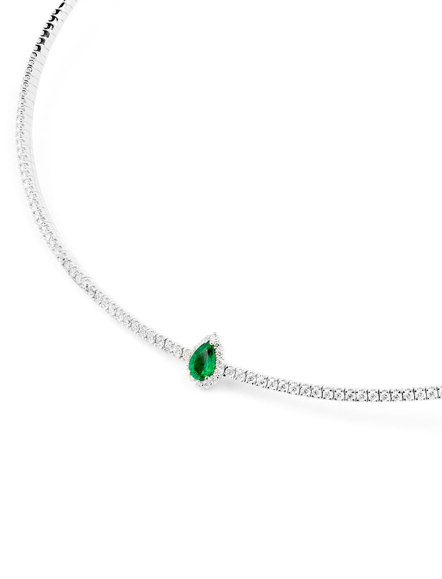 collar oro blanco con esmeraldas y diamantes