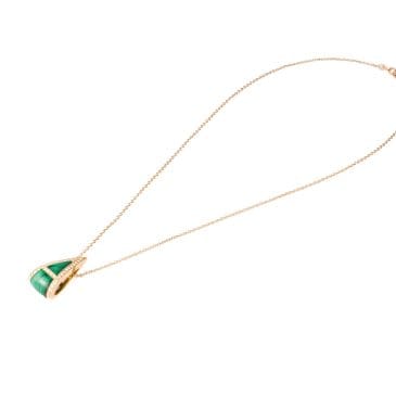 collar oro rosa con diamantes y malaquita