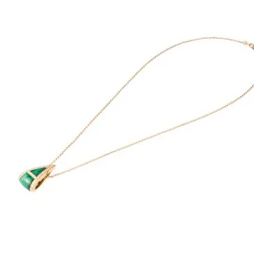 collar oro rosa con diamantes y malaquita
