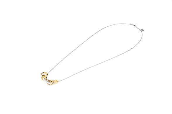 collar oro amarillo y oro blanco con diamantes