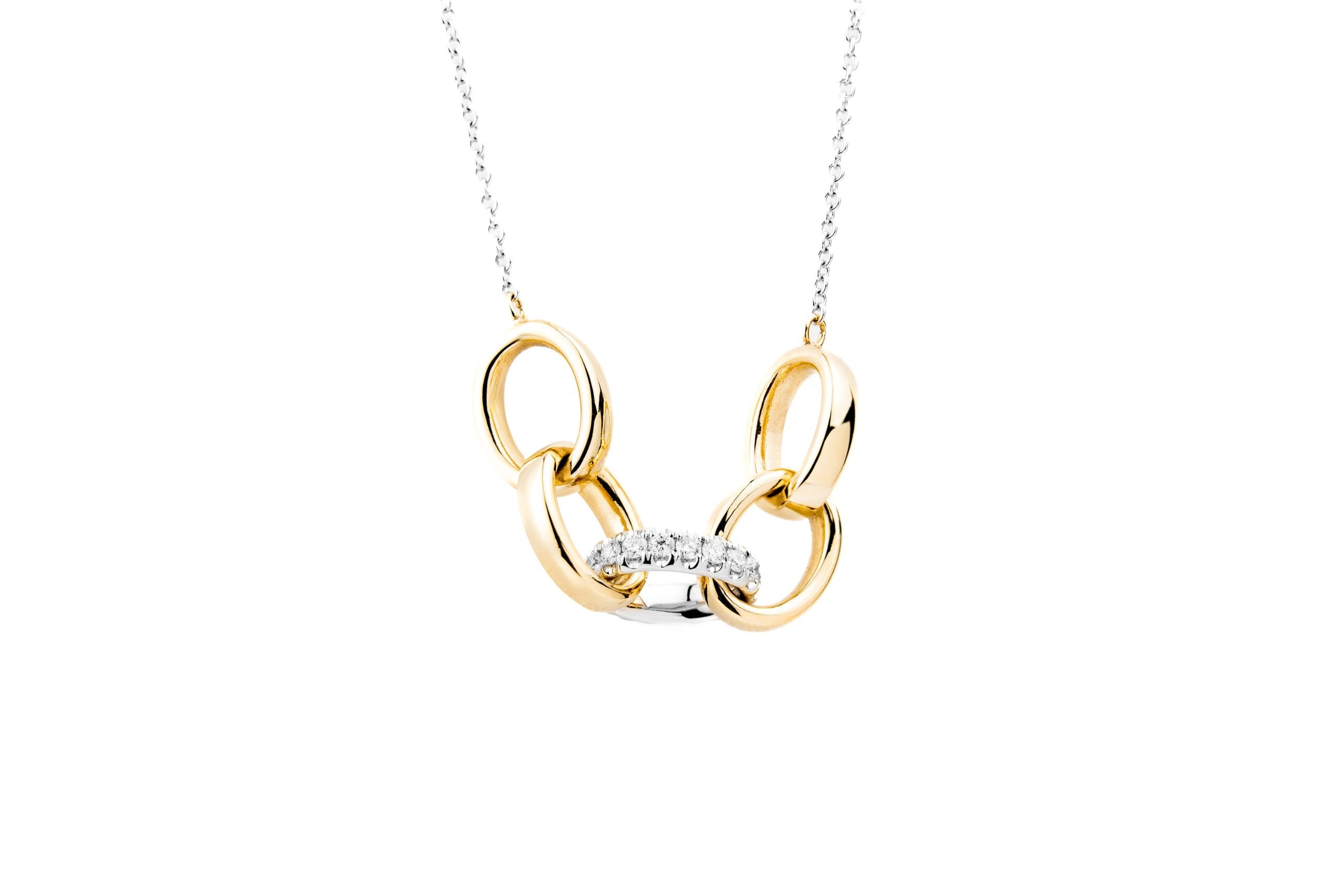 collar oro amarillo y oro blanco con diamantes