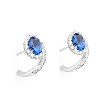 Pendientes oro blanco con Tanzanita y Diamantes