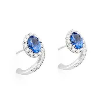 Pendientes oro blanco con Tanzanita y Diamantes
