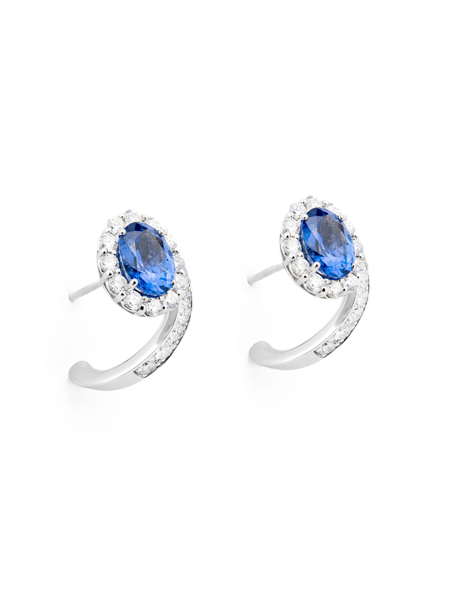 Pendientes oro blanco con Tanzanita y Diamantes
