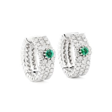 Pendientes de Oro Blanco con Esmeralda y Diamantes
