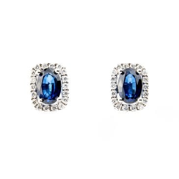 Pendientes de Oro Blanco con Zafiros y Diamantes