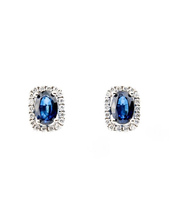 Pendientes de Oro Blanco con Zafiros y Diamantes