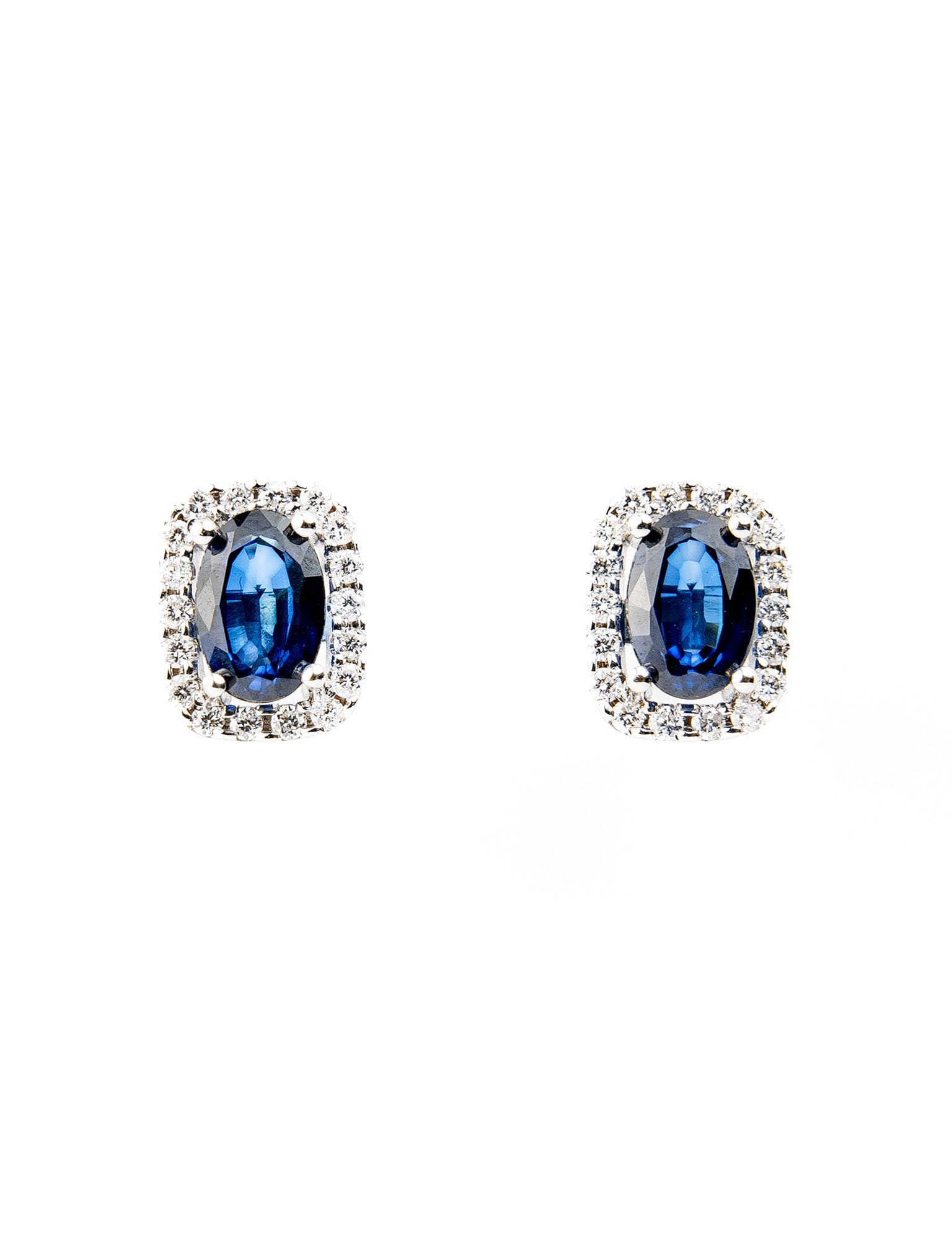 Pendientes de Oro Blanco con Zafiros y Diamantes