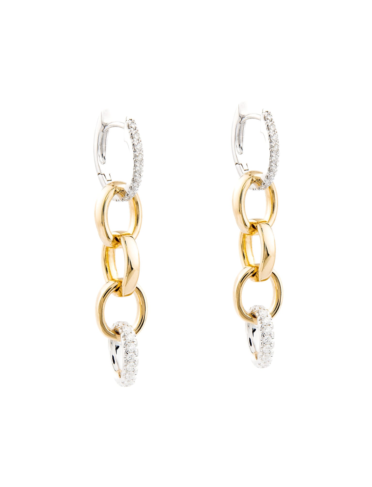 pendientes oro amarillo y oro blanco con diamantes