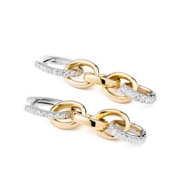pendientes oro amarillo y oro blanco con diamantes