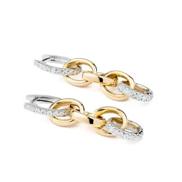 pendientes oro amarillo y oro blanco con diamantes