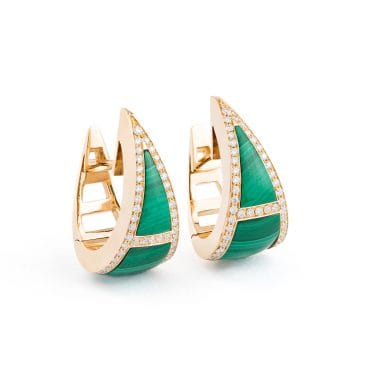 Pendientes Oro Rosa con Diamantes y Malaquita