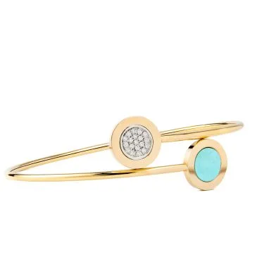 pulsera oro amarillo con diamantes y turquesas