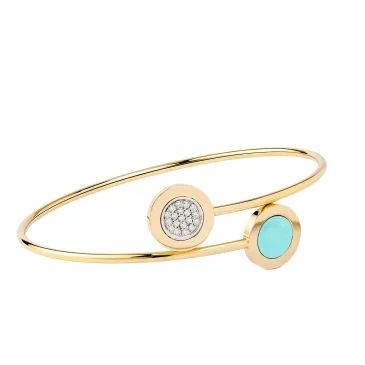 Pulsera Oro Amarillo con Diamantes y Turquesas